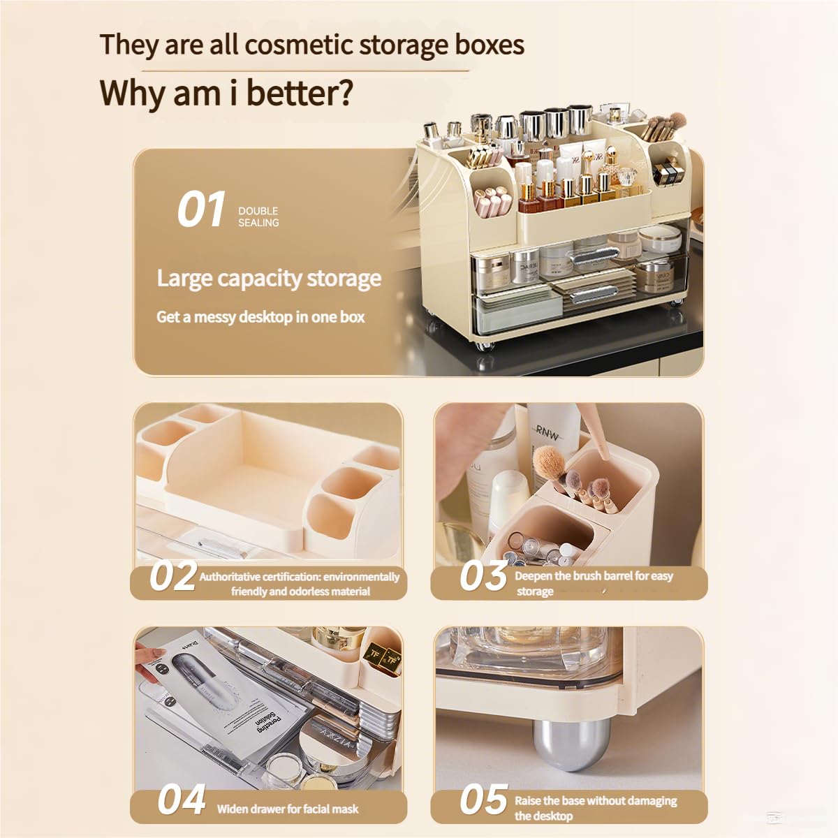 Makeup Organizer with Drawers  - đánh giá và giá Skincare B Erl